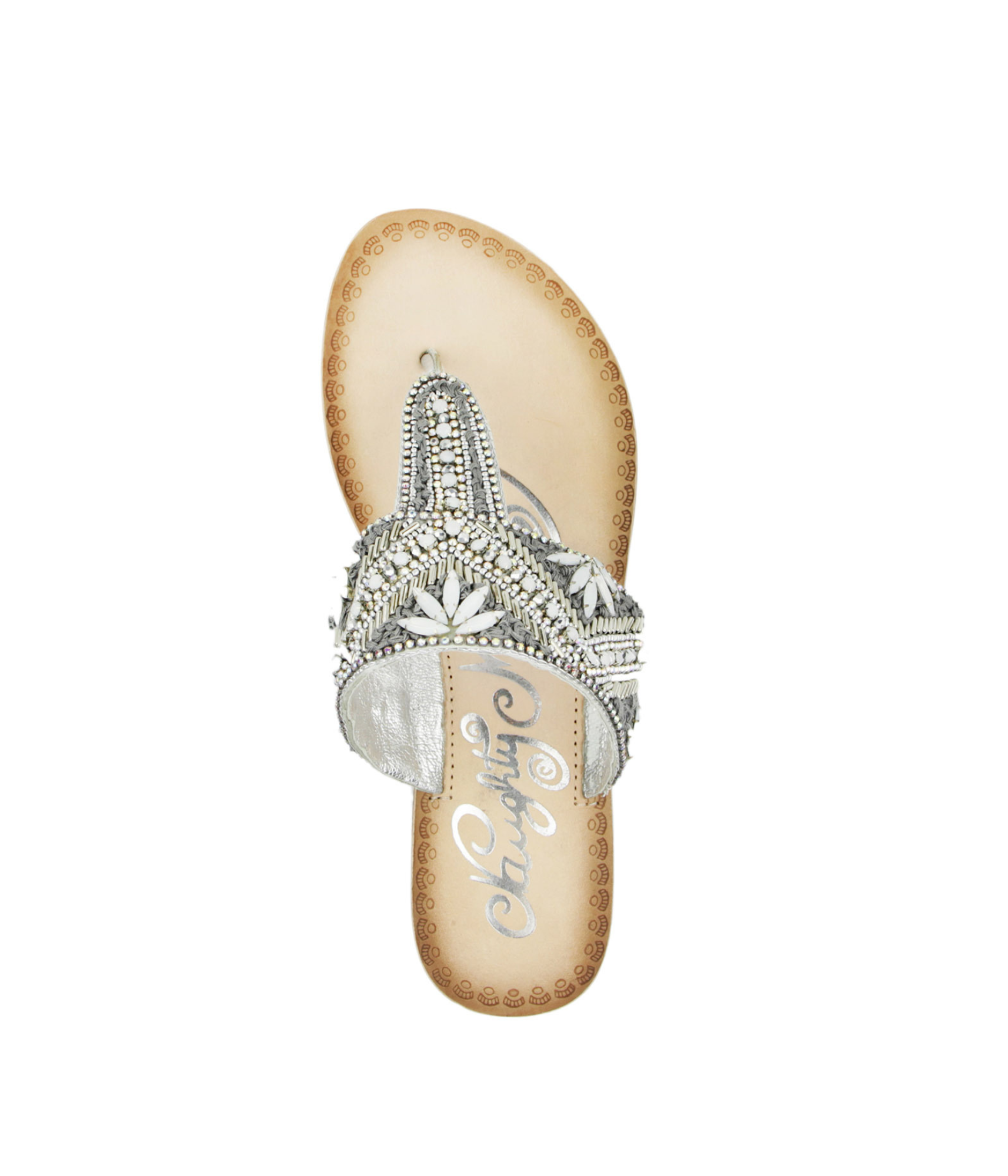 Amare Beaded Sandals in Silver