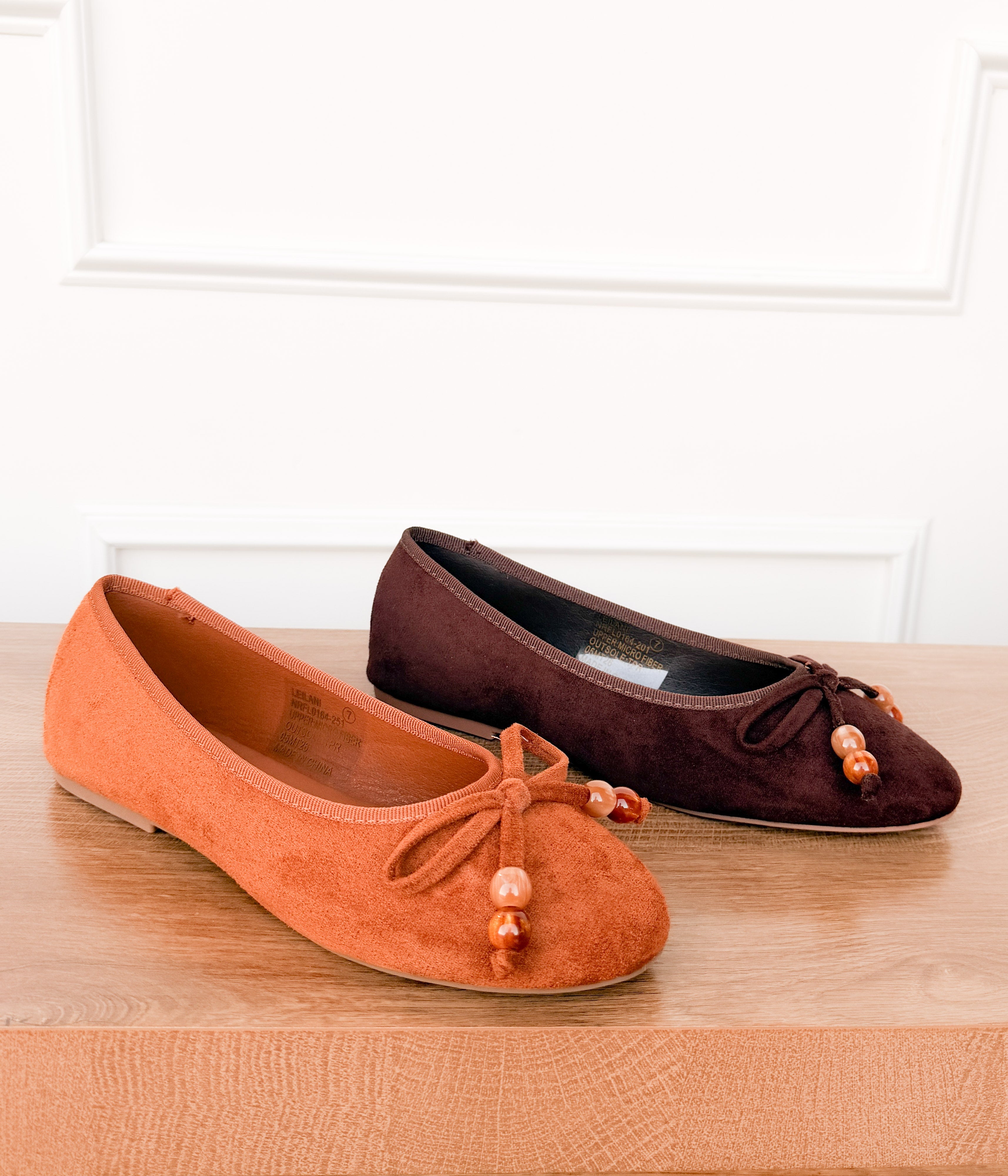 Leilani Beaded Ballet Flat in Tan