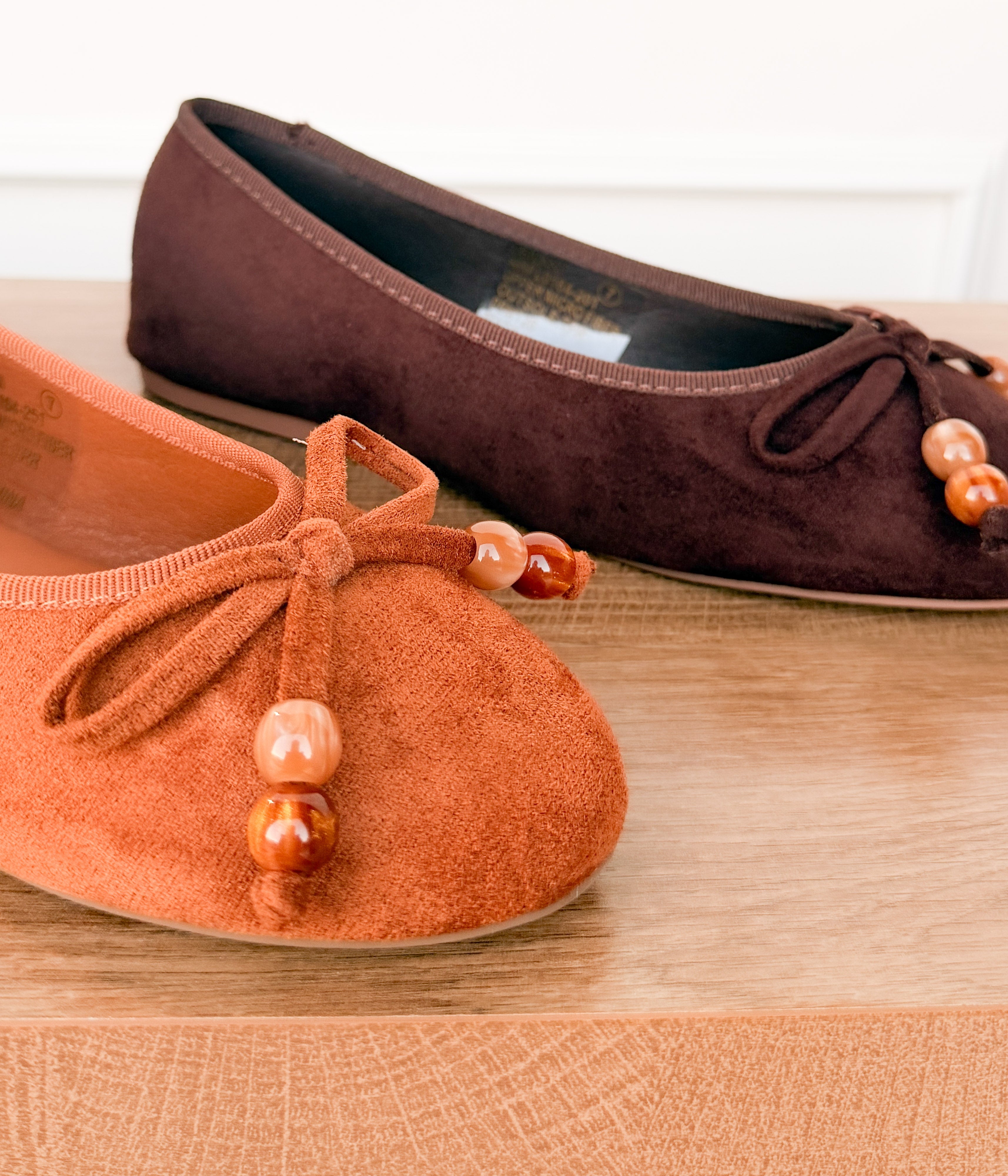 Leilani Beaded Ballet Flat in Tan
