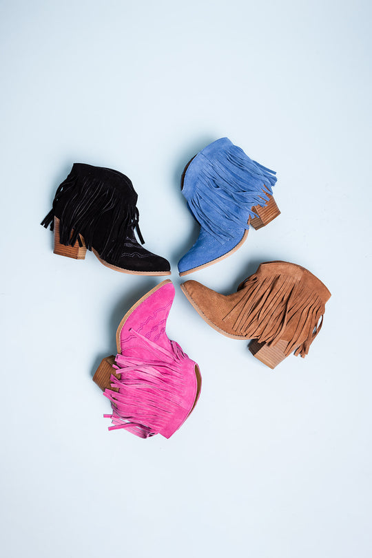 Amos Fringe Ankle Bootie in Tan Suede main image 1