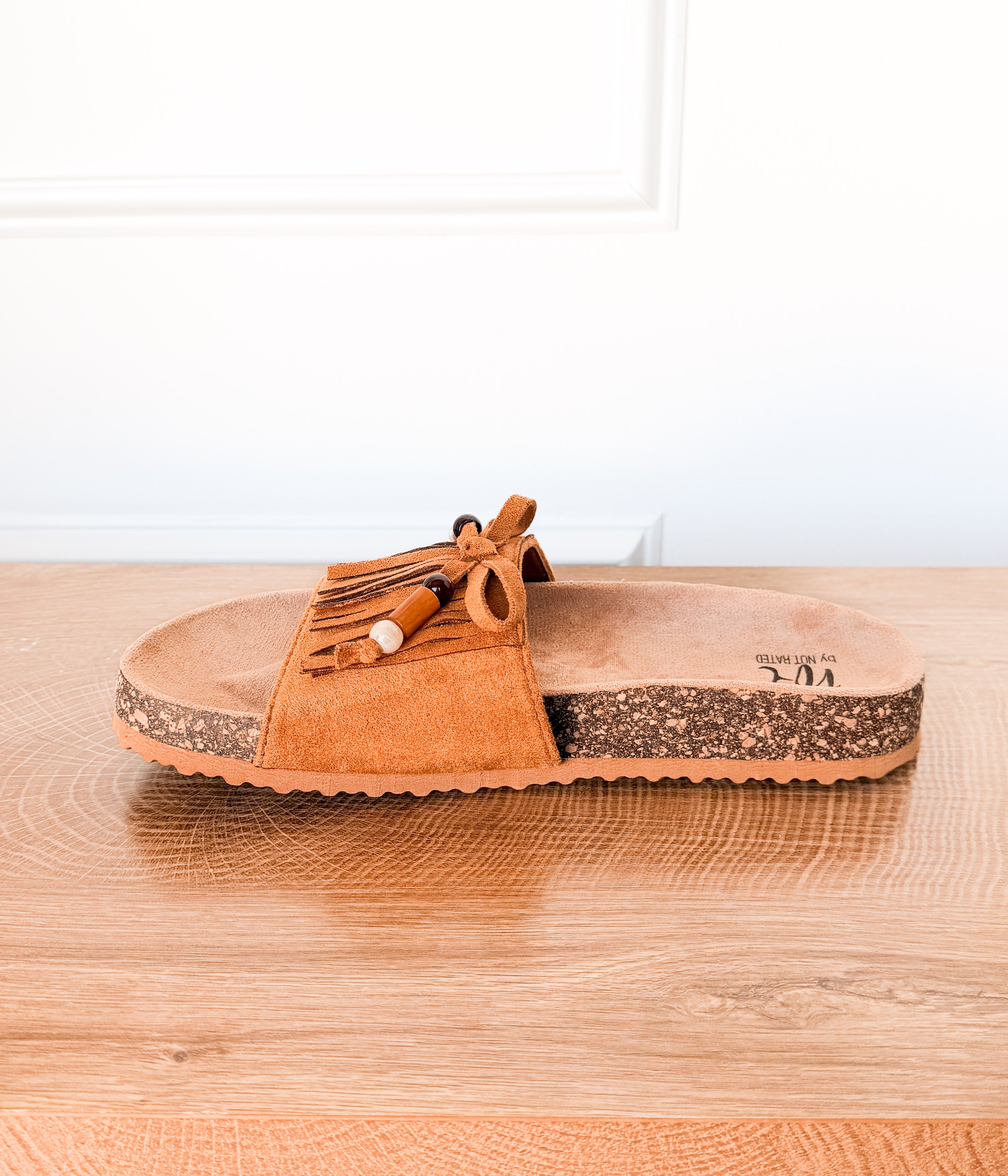 Lilliam Fringe Beaded Sandals in Tan