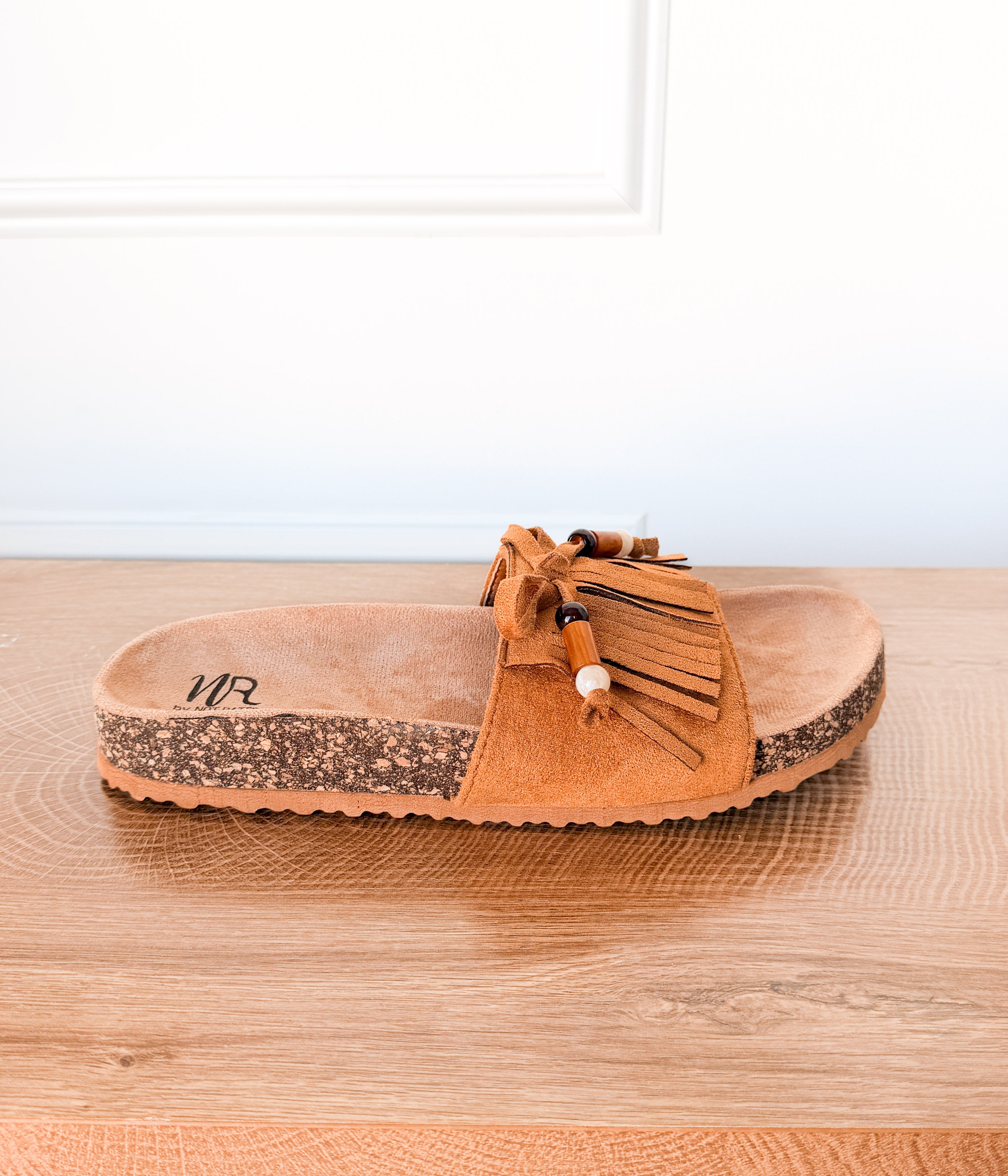 Lilliam Fringe Beaded Sandals in Tan
