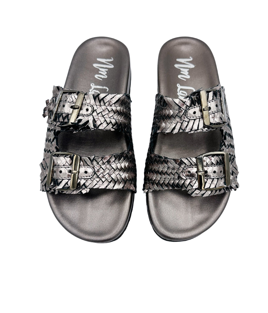 Intertwine Dual Woven Strap Slide in Champagne