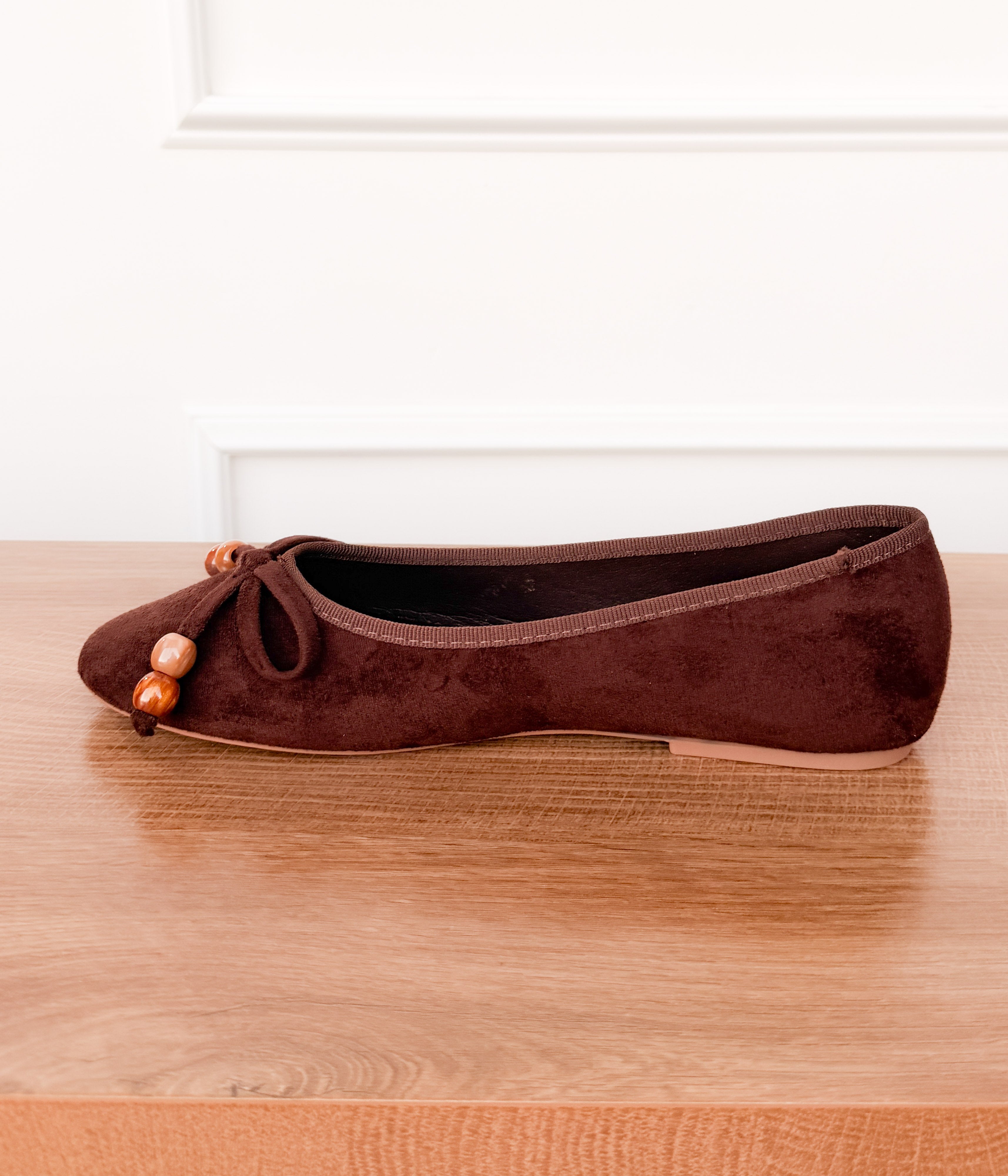 Leilani Beaded Ballet Flat in Chocolate