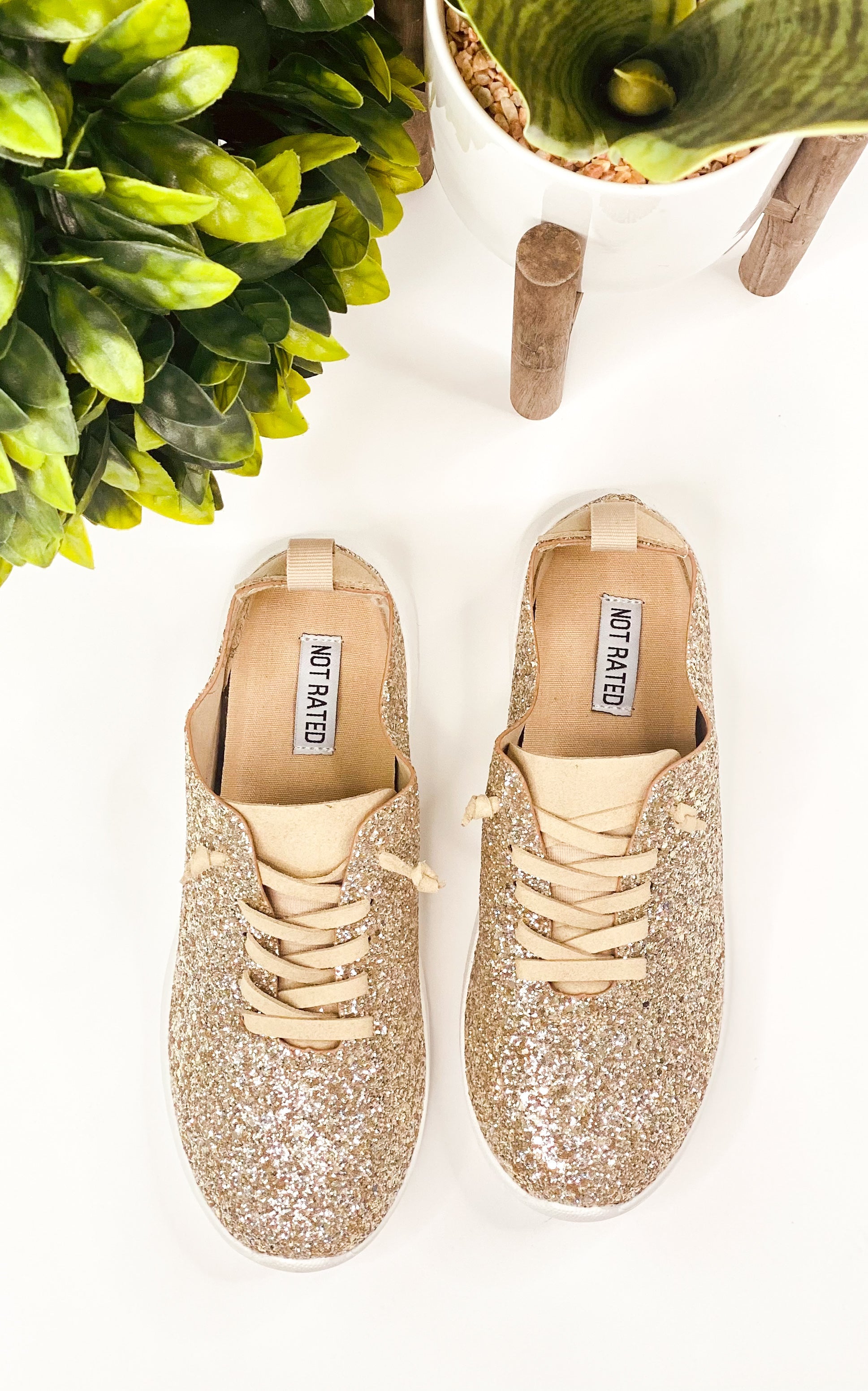Not Rated Glitter Sneaker in Gold - Rural Haze