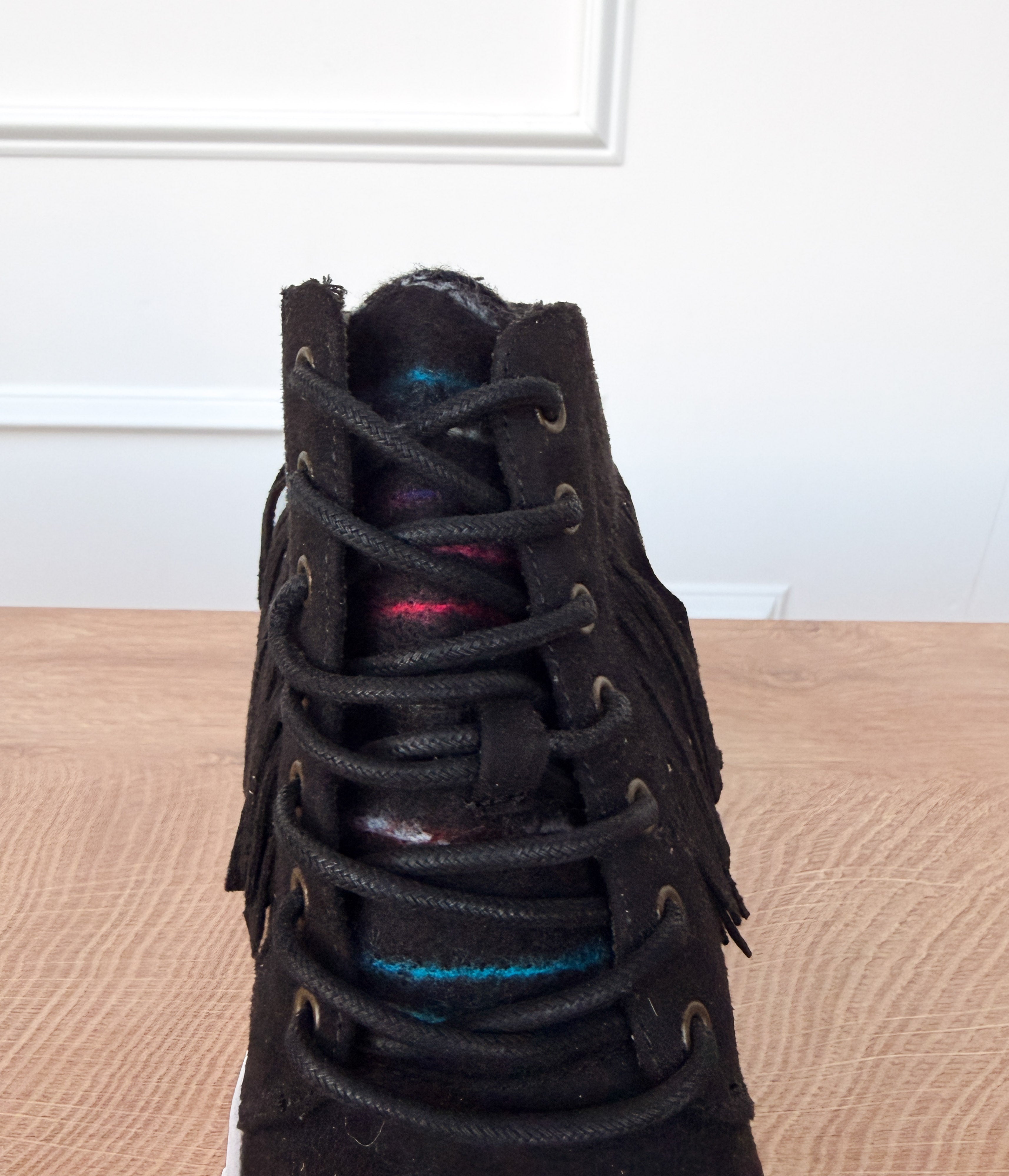 Nick Fringe Sneaker Wedge in Black