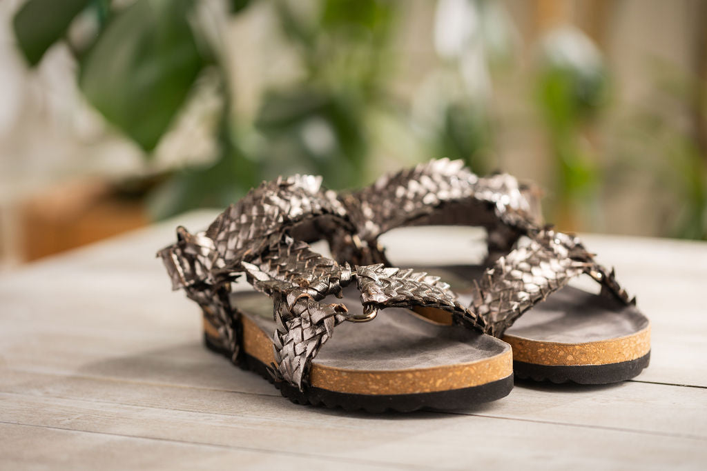 River Dance Woven Sandal in Pewter