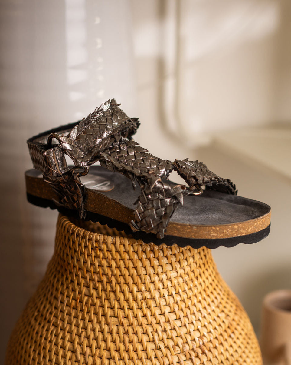 River Dance Woven Sandal in Pewter